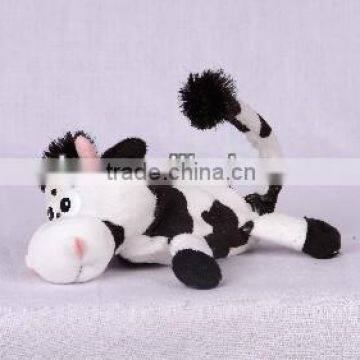 Rolling and laughing cute mini cow, light control electronic stuffed animal plush toy