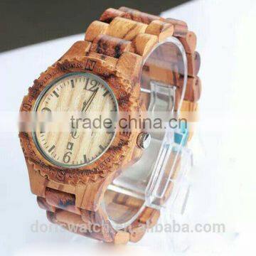 2015 Handmade Zebra wood watch for men and lady wooden case and strap