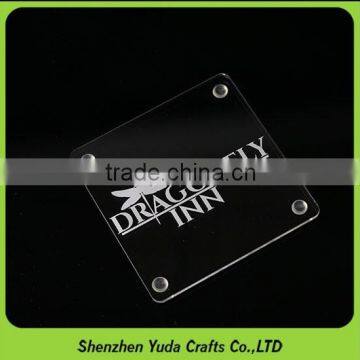 Manufacturing Custom Clear Acyrlic Coaster Plexiglass Coffee Cup Pad, 4pcs Plastic Beer Mat With Anti Slip Feet
