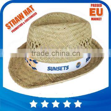 Wholesale Chinese cheap promotion plain custom mens narrow brim summer natural straw cool sun hat