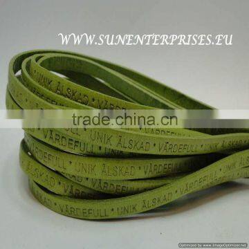 Flat Nappa Leather cords with name -5mm lime