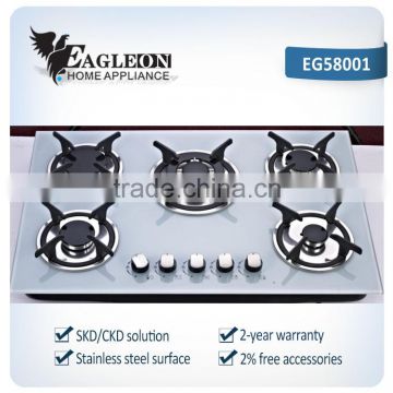 Pure glass Gas Stove gas hob gas cooker with cast iron pan support /super white glass /white glass