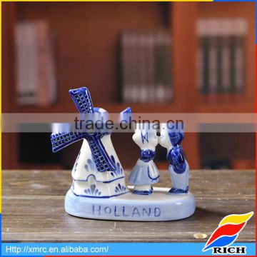 blue and white Dutch windmill 3d building model wholesale tourist gift