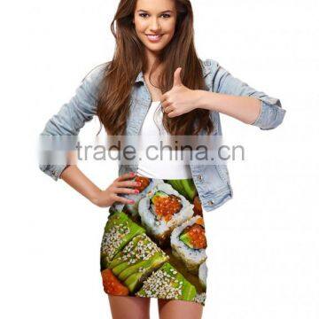 Cheap Price Skirt For Women Polyester and Spandex Sushi Print Skirt N20-17