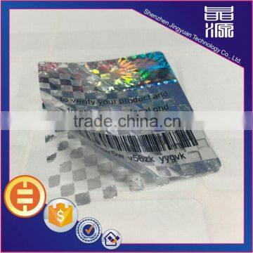 Checkerboard pattern laser hologram sticker one time use label sticker