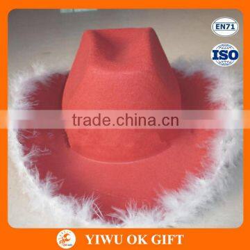 Wholesale Christmas Santa Red With Faether Unisex Party Cowboy Hat