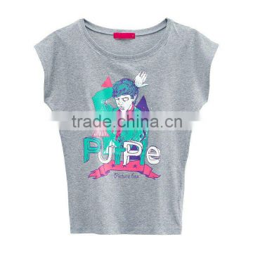 Womens Cotton Bat-Wing Sleeve Printing T-shirt