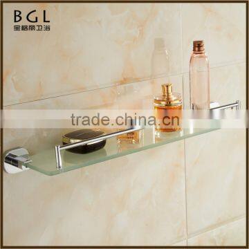 Multi-Purpose Zinc Alloy Chrome Plated Wall Mounted Bathroom Accessories Glass Shelf With Bar