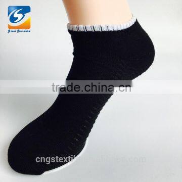 Half terry black custom non slip socks black,non slip ankle socks,non slip socks