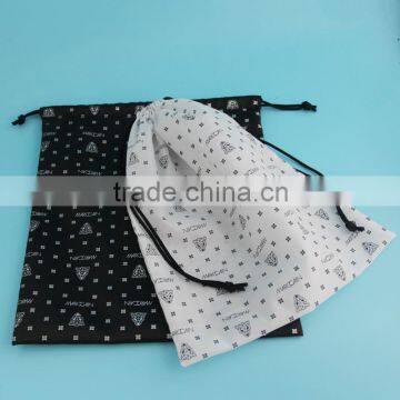 wholesale black and white color polyester drawstring bag with full printing