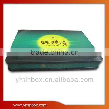 Rectangular green tea tin with double lid