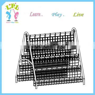 School furniture Steel material double-side 4 layers bookshelf magazine reading bookcase