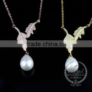925 Sterling Silver Spring Leaf With Pearl Creative Pendant Necklace Fashion Women Necklace Jewelry 6360461 photo-4