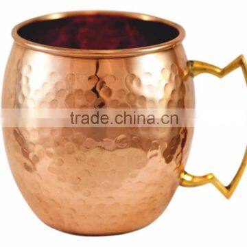 Solid copper Hammered Moscow Mule Copper Mug 16 Oz/BPA FREE HAMMERED BARREL SHAPED MOSCOW MULE PURE COPPER MUG WITH COPPER HANDL