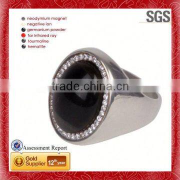 Bullet shape abstract party two tone stainless steel ring with design