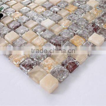 SMS06 Foshan Beige White Roughness Stone Marble Mosaic Square Art Mosaic Tiles Indoor Decorate Wall photo-2