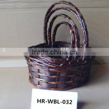 4 sets colorful willow basket with handle for Christmas