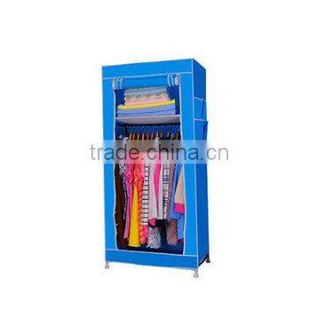 Rose Red Fabric Cupboard Bedroom Rack Shelve Rail Clothes Storage Wardrobe photo-3