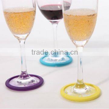 2016 New Products Colorful Slip On Silicone Wine Coaster Charms