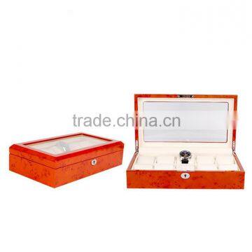 Chinese factory wooden 10 slot wholesale custom luxury watch box, brown display box