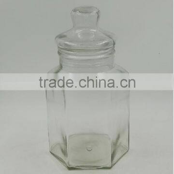 6L Clear Glass Beverage Dispenser Jar hexagon with glass lid and tap