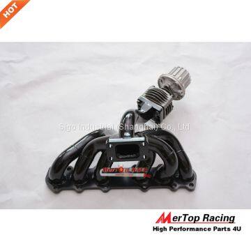 MERTOP RACE 3mm Thick Black Coated Top Mount T3 Turbo Manifold For Toyota Supra 1JZGTE 1JZ JZA70 MK3 1989-1993+50mm Wast photo-2