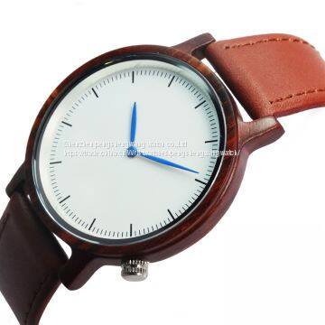 Eco-friendly Handmade Genuine Leather Bands Wooden Wrist Watch photo-2