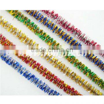 children's educational toys 6mm*12" metallic two color chenille stem diy toys