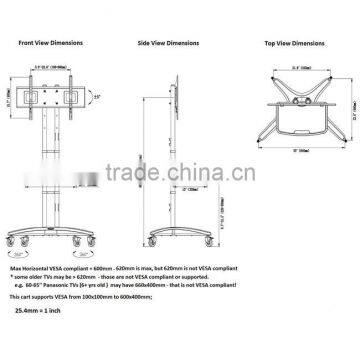 LCD LED TV Stand With Universal Mounting System Metal TV Stand With Wheels photo-6