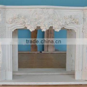 Italian Yellow Marble Fireplace With Floral Design photo-2