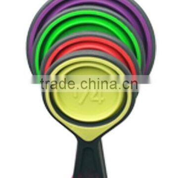 High Quality Colorful Collapsible Silicone Measuring Cups Set With Hanging Loop for Cooking photo-3