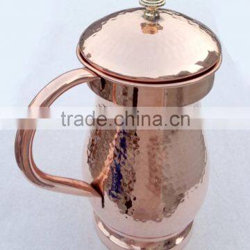 LATEST 100% SOLID COPPER WATER PITCHER, HAMMERED COPPER WATER POT, INDIAN MANUFACTURER OF 100% COPPER WATER JUG photo-3