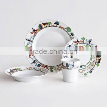 Porcelain Dinner Set With Decal,white Porcelain Dinnerware Set,16pcs Ceramic Dinner Set photo-4