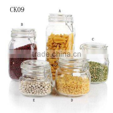 Airtight glass candy jar with clip top