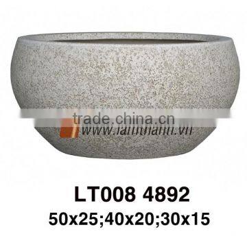 East Asia Planter Wholesaler Rustic Round Grey Landscape Poly Hante