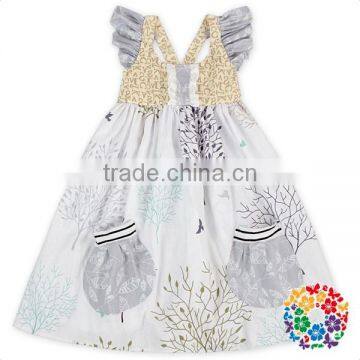 Cartoon Animal Print Flutter Sleeve Summer Girl Dress photo-3