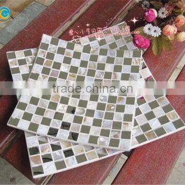 Glass round mosaic Candle Pillar Plate / candle pillar holder