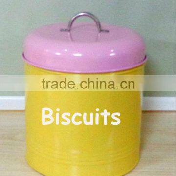 Round Metal Biscuit Canister