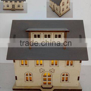 Christmas Wood Laser Engraved Lighted House Ornament photo-2