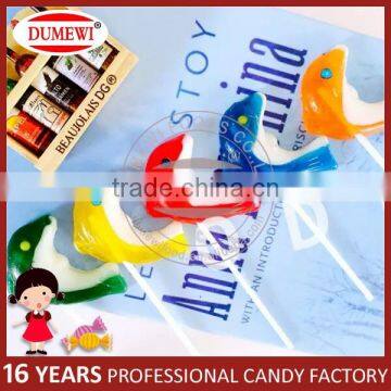 12g Mini Colorful Animal Dolphin Shape Hard Lollipop Candy