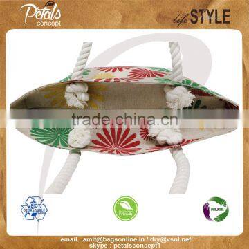 PP Laminated Juco Fabric Beach Bag With Twisted Rope Handle photo-6