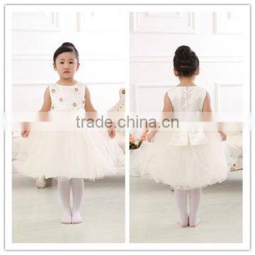 Spring Handmade High Quality Fashinable Baby Girl Wedding Party Dress Flower Dress Girl Party Dress With Floral Ornament photo-3