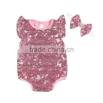 Sequin Baby Romper Toddler Rompers Newborn Baby Clothes with bow