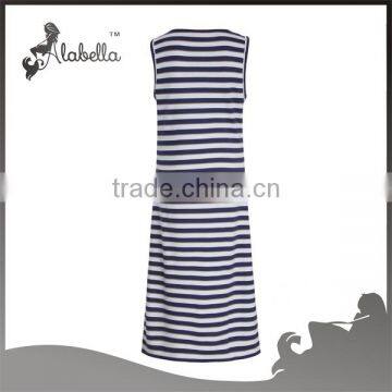 100% Cotton Stripe Custom Wholesale Western Fashionable Sexy Long Maternity Dress for Women photo-4