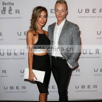 New High Quality HL 2 Pieces Black And White Spaghetti Strap 2015 Bodycon Bandage Dress Sling Party Tight Dress photo-2