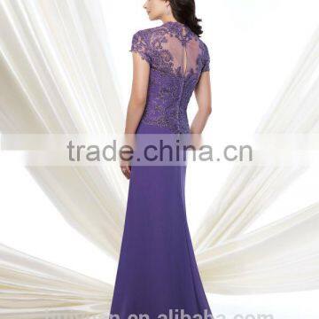 3 Colors Lace Cap Sleeve Chiffon Flowing Simple Long Dress photo-4