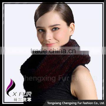 CX-S-103 Wholesale Ladies Scarf 100% Mink Fur Knitted Winter Scarf photo-2