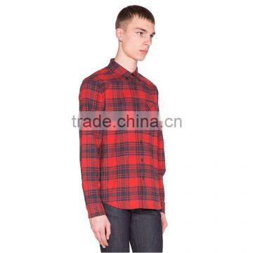 2016 Fashion Long Sleeve Slim Fit Breathable Casual Shirts Red Flannel Mens Check Shirts photo-2