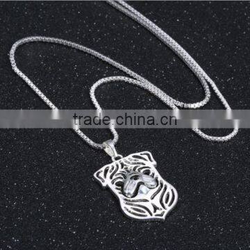 Best Selling Fashion Zinc Alloy Silver Tone Finsh Heart Shaped Bulldog Dog Necklace photo-4