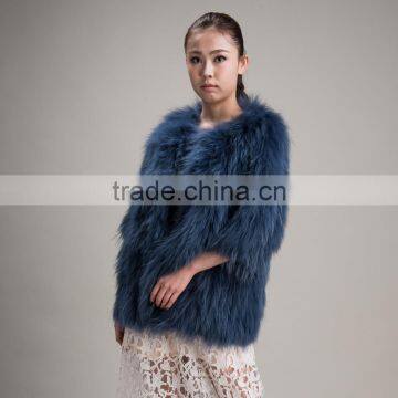 Myfur Lake Green Winter Genuine Raccoon Fur Coat For Women